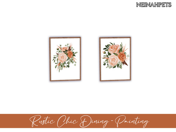 Sims 4 — Rustic Chic Dining - Paintings {Mesh Required} by neinahpets — A set of rustic watercolor floral bouquet