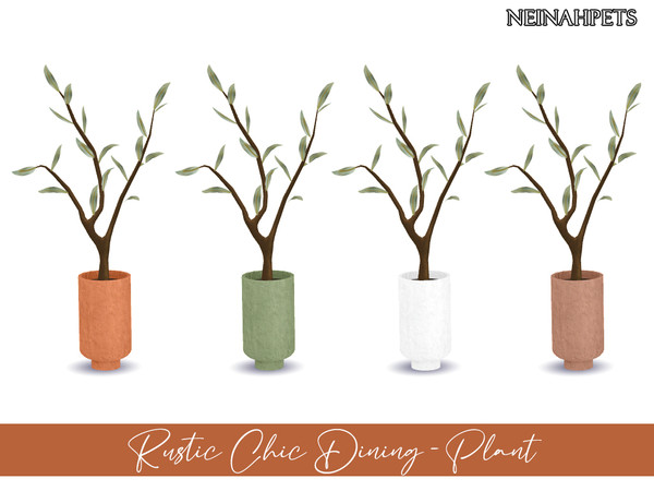 Sims 4 — Rustic Chic Dining - Plant {Mesh Required} by neinahpets — A recolor of a rustic plant in 4 vase colors.