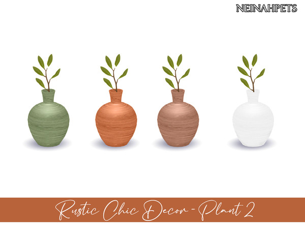 Sims 4 — Rustic Chic Decor - Plant II {Mesh Required} by neinahpets — A plant recolor with 4 vase colors.