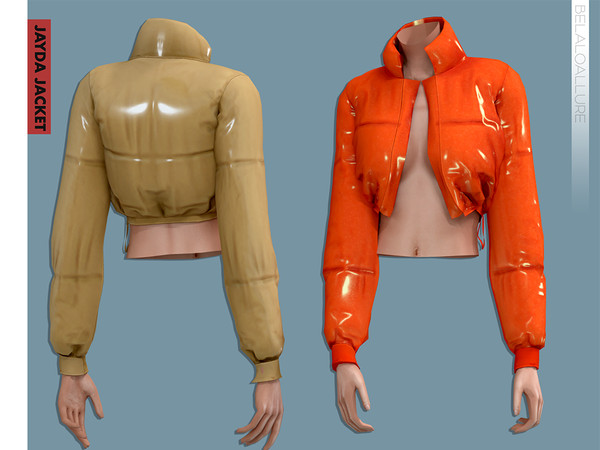 Sims 4 — Belaloallure_Jayda jacket (patreon) by belal19972 — cropped Puffer jacket , enjoy .