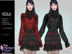 Sims 4 — The Perfect Night - NOLA - Top by Helsoseira — Style : Romance gothic tuck in bow blouse Name : NOLA Sub part