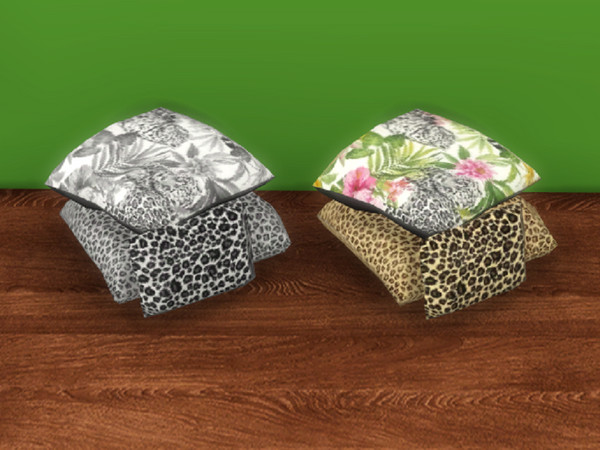 Sims 4 — Jungle Retreat Floor Pillows by seimar8 — Floor Pillows. Comes in two swatch patterns. Part of the Jungle