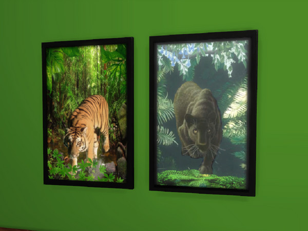 Sims 4 — Jungle Retreat Stalking Tiger and Panther by seimar8 — Stalking Tiger and Panther Art. Comes in two swatch