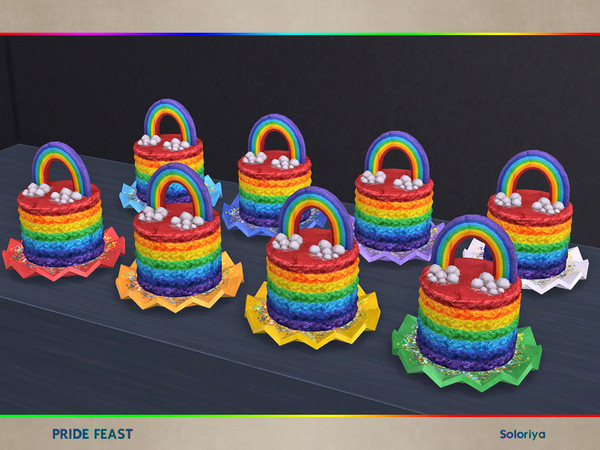 Sims 4 — Pride Feast. Cake by soloriya — Decorative cake. Part of Pride Feast set. 8 color variations. Category:
