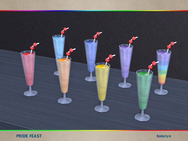Sims 4 — Pride Feast. Cocktail, v2 by soloriya — Decorative cocktail. Part of Pride Feast set. 8 color variations.