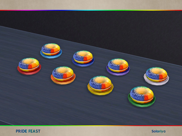 Sims 4 — Pride Feast. Donut by soloriya — Decorative donut. Part of Pride Feast set. 8 color variations. Category: