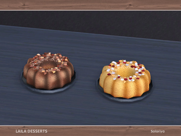 Sims 4 — Laila Desserts. Bundt Cake by soloriya — Decorative bundt cake. Part of Laila Desserts set. 2 color variations.