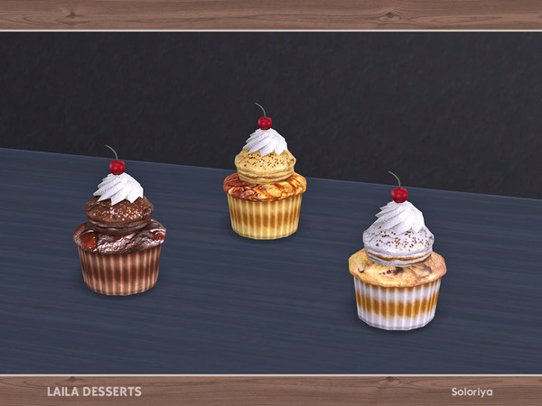 Sims 4 — Laila Desserts. Cupcake, v2 by soloriya — Decorative cupcake. Part of Laila Desserts set. 3 color variations.