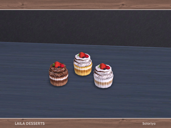 Sims 4 — Laila Desserts. Cupcake, v3 by soloriya — Decorative cupcake. Part of Laila Desserts set. 3 color variations.