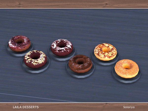 Sims 4 — Laila Desserts. Donut by soloriya — Decorative donut. Part of Laila Desserts set. 6 color variations. Category: