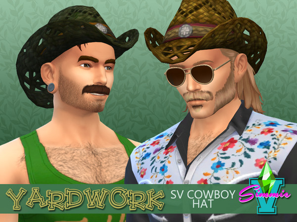 Sims 4 — SimmieV Yardwork SV Cowboy Hat by SimmieV — It isn't so strange that you would want a breezy woven cowboy hat