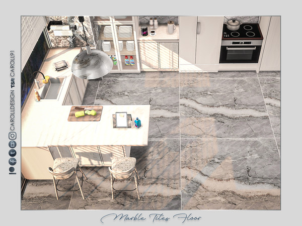 Sims 4 — Marble Tiles Floor by Caroll912 — A 12-recolour (6 x small and 6 x large textures) marble tile floor in neutral