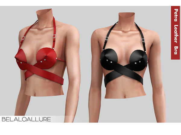 Sims 4 — Belaloallure_Petra leather bra (patreon) by belal19972 — Bondage leather wrap bra for your sims , enjoy .