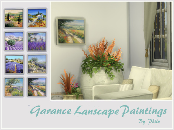 Sims 4 — Garance Lanscape Paintings by philo — Lovely landscapes from Provence in small size frame. 8 pictures