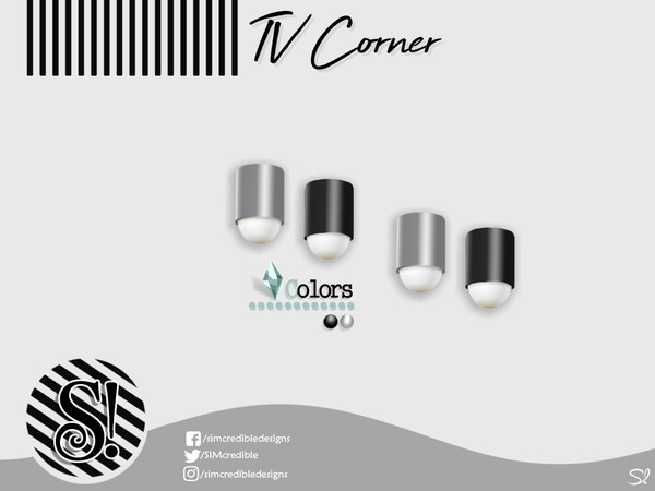 Sims 4 — TV corner mini ceiling lamp by SIMcredible! — by SIMcredibledesigns.com available at TSR 2 colors variations