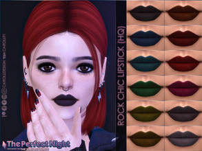 Sims 4 — The Perfect Night Rock Chic Lipstick  by Caroll912 — A dark matte lipstick in 12 different rainbow-toned colours
