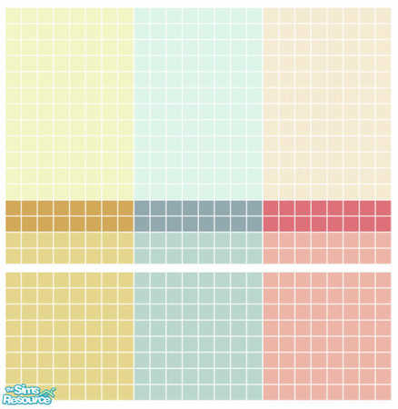 Sims 2 — Sting Tile Set by s00z — Three tiled walls with coordinating floors.