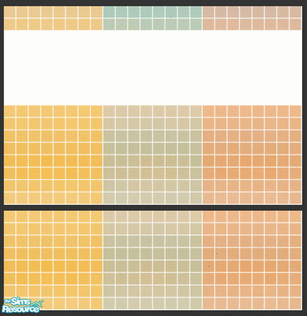 Sims 2 — Goddess Tile Set by s00z — Three tiled walls with coordinating tiled floors.