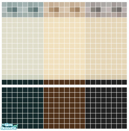 Sims 2 — Measure Tile Set by s00z — Three tiled walls with coordinating floors.