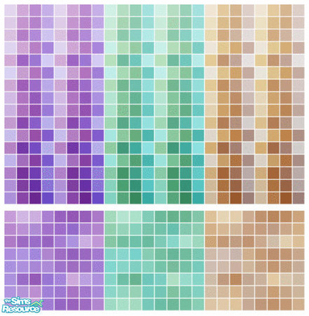 Sims 2 — Fantasy Tile Set by s00z — Three tiled walls with coordinating tiled floors.