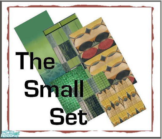 Sims 2 — The Small Set by Lorah — Tiles in green, olive (juice) and gold.