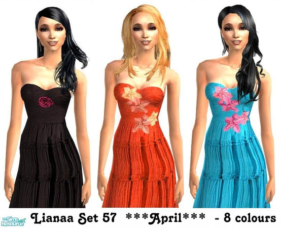Sims 2 — Set 57 April by Lianaa — April dresses in 8 colors