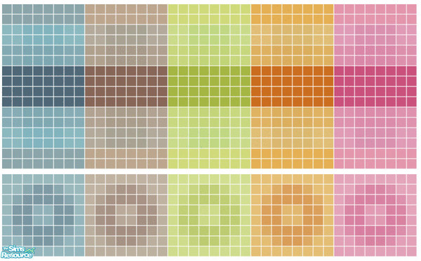 Sims 2 — Escape Tile Set by s00z — Five tiled walls with coordinating floors.