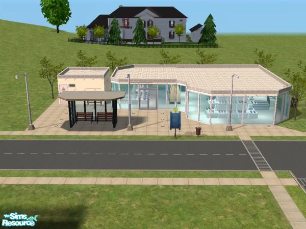 Sims 2 — 4 Pine Lane by Laigonaz — A Store which you can buy for use in OFB. It even has a Bus Stop!