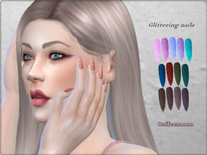 Sims 4 — Long sharp glittering nails by coffeemoon — Beautiful shining stilleto rings category 30 color options for