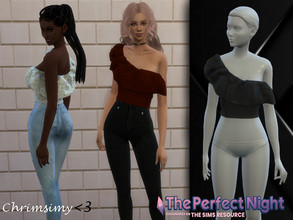 Sims 4 — The Perfect Night - Cold Shoulder Ruffle Top by chrimsimy — An one shoulder top with ruffles, perfect for a