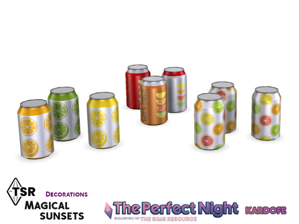 Sims 4 — The Perfect Night_kardofe_Magical sunsets_soda by kardofe — Set of three soda cans in three different options 
