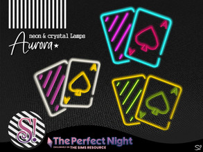 Sims 4 — The Perfect Night Aurora Neon Cards by SIMcredible! — by SIMcredibledesigns.com available at TSR 3 colors