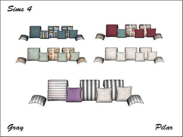 Sims 4 — Pilar Gray PillowsSofa by Pilar — Pilar Gray PillowsSofa