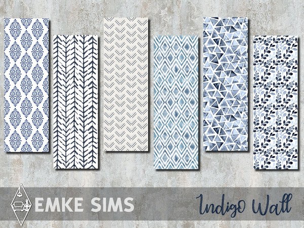 Sims 4 — Indigo Wall by EmkeSims — 6 gorgeous and calming wallpaper design