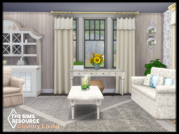 Sims 4 — Country Living  by seimar8 — Maxis match country living room designed with French rustic charm of florals and