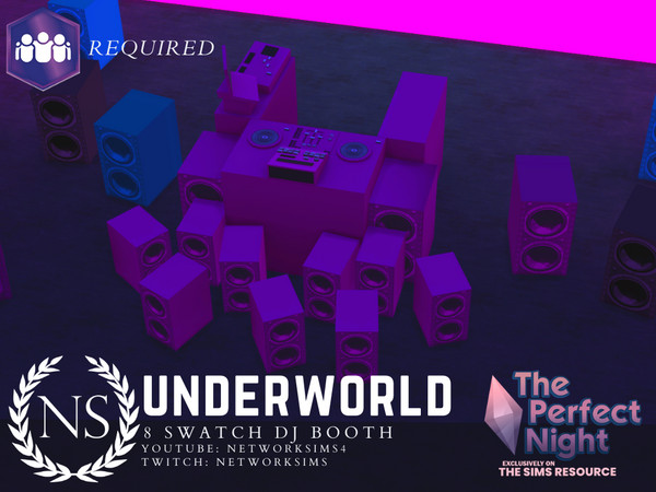 Sims 4 — The Perfect Night - Underworld DJ Booth [REQ GET TOGETHER] by networksims — A DJ booth in 8 colours.