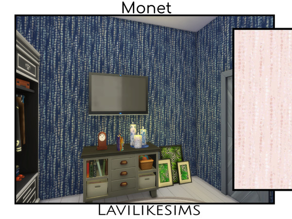 Sims 4 — Monet by lavilikesims — A beautiful waterfall effect of colors, this wallpaper will lighten up any room as a