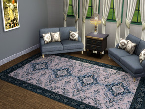 Sims 3 — Faded Blue 5x3 Rug by KeineSchatten — Faded blue old-fashioned style patterned rug. I feel like there's never