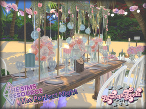 Sims 4 — The Perfect Night Deco by ArwenKaboom — Wedding deco set with lots of flowers and glass things to make the table