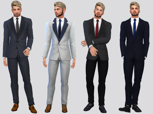 Sims 4 — Theodore Business Suit by McLayneSims — TSR EXCLUSIVE Standalone item 15 Swatches MESH by Me NO RECOLORING