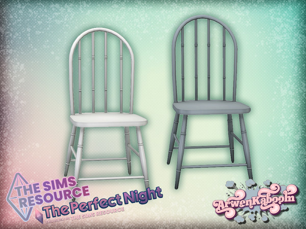 Sims 4 — The Perfect Night - Chair by ArwenKaboom — Base game dining chair in 6 recolors. You can find all objects by