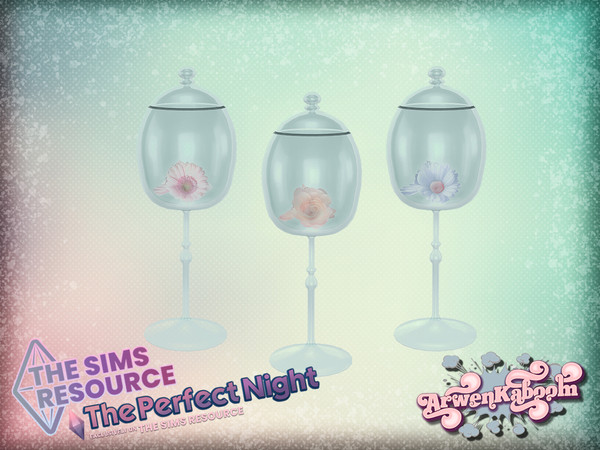 Sims 4 — The Perfect Night - Flower In Jar by ArwenKaboom — Base game glass jar with flowers inside in 6 recolors. You