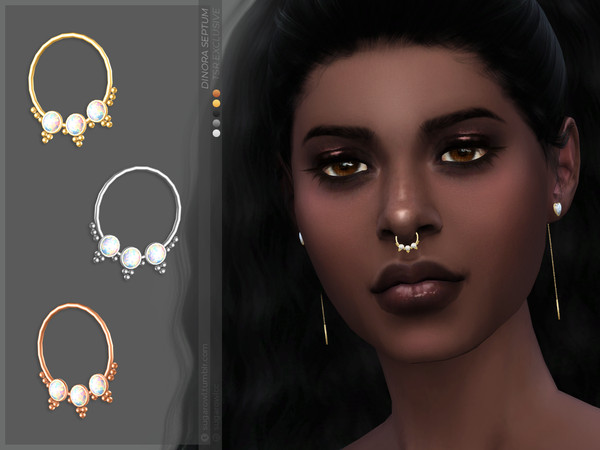 Sims 4 — Dinora septum by sugar_owl — Male and female Septum piercing ring with an opal stone, available in different