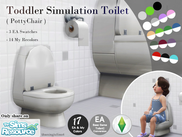 Sims 4 — Toddler Simulation Toilet(potty chair) 17 Colors Set by jeisse197 — EA Toilet conversion 3 EA BG Colors,14 My