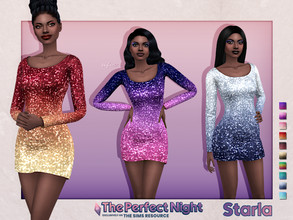 Sims 4 — The Perfect Night - Starla Dress by Sifix2 — A short, long-sleeved sequin party dress available in 10 ombre