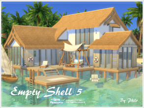Sims 4 — Empty Shell 5 (No CC) by philo — A tropical house for your favourite home decorator. Inspired by the plans of a