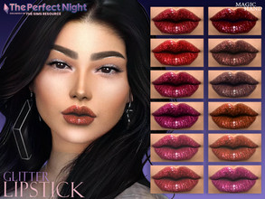 Sims 4 — The Perfect Night - Glitter Lipstick by MagicHand — Glitter lipstick for parties in 12 colors - HQ compatible.