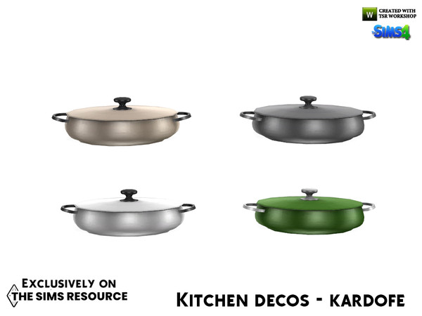 Sims 4 — Kitchen decos_Casserole by kardofe — Decorative saucepan, shiny metal, in four colour options 