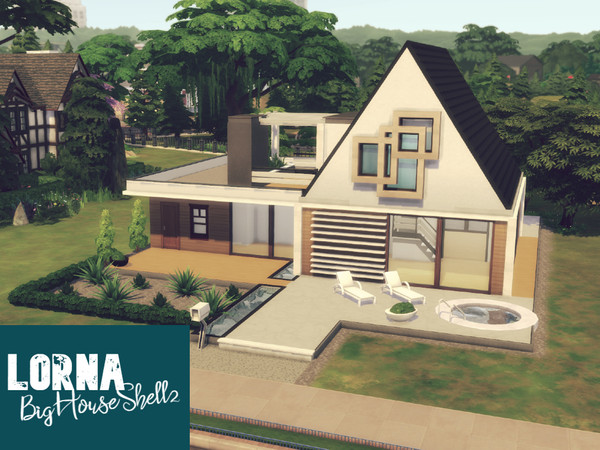 Sims 4 — Lorna [Shell] by GenkaiHaretsu — Big house shell. *For safety, place the house as furnished (so as not to lose