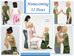 Sims 3 — Homecoming Poses by jessesue2 — This set has been depicted as families coming together again after a long time